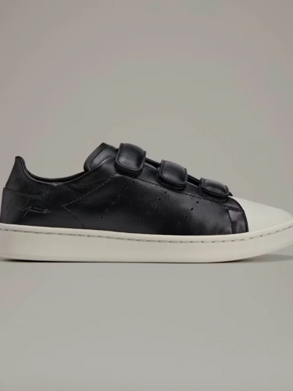 adidas Men's Black Leather Velcro Strap Sneakers Yohji Yamamoto Stan Smith Y-3